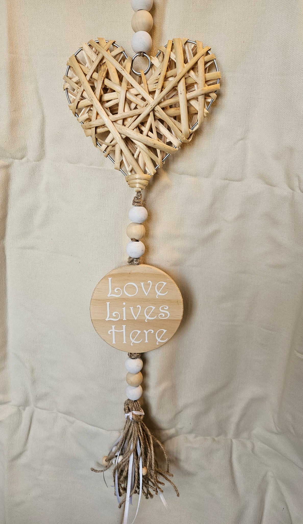 Love Lives Here | Beaded Heart Hanging Decor