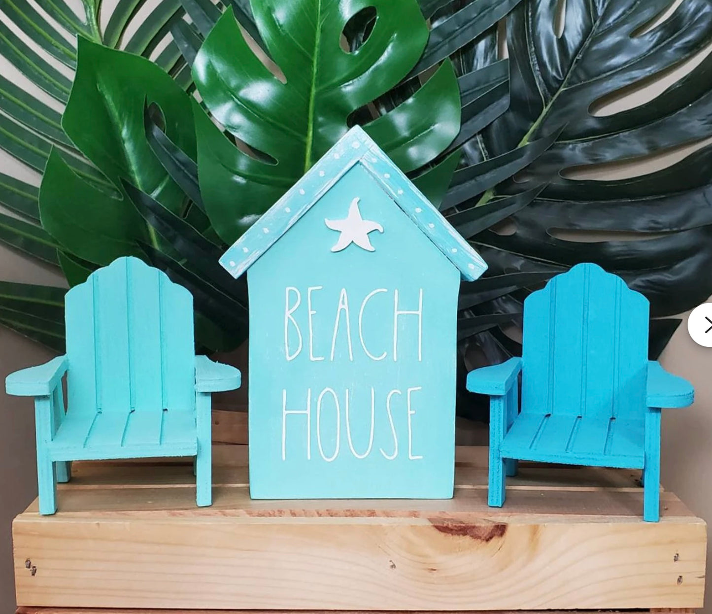 Mini Beach House Tiered Tray Set – Hand-Painted Coastal Shelf Sitters