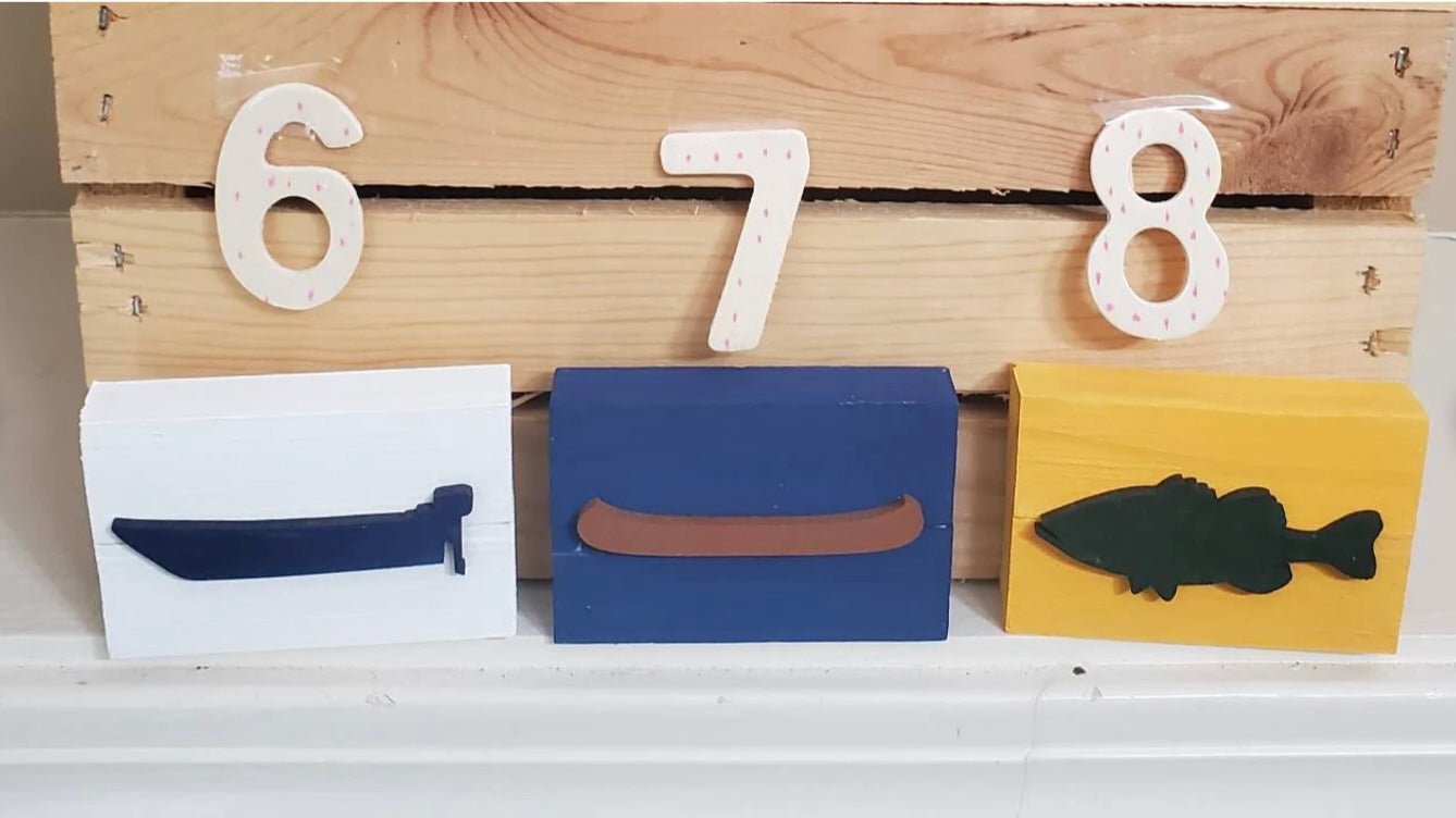 Lake Life Tiered Tray Decor – Hand-Painted Camp & Cabin Style