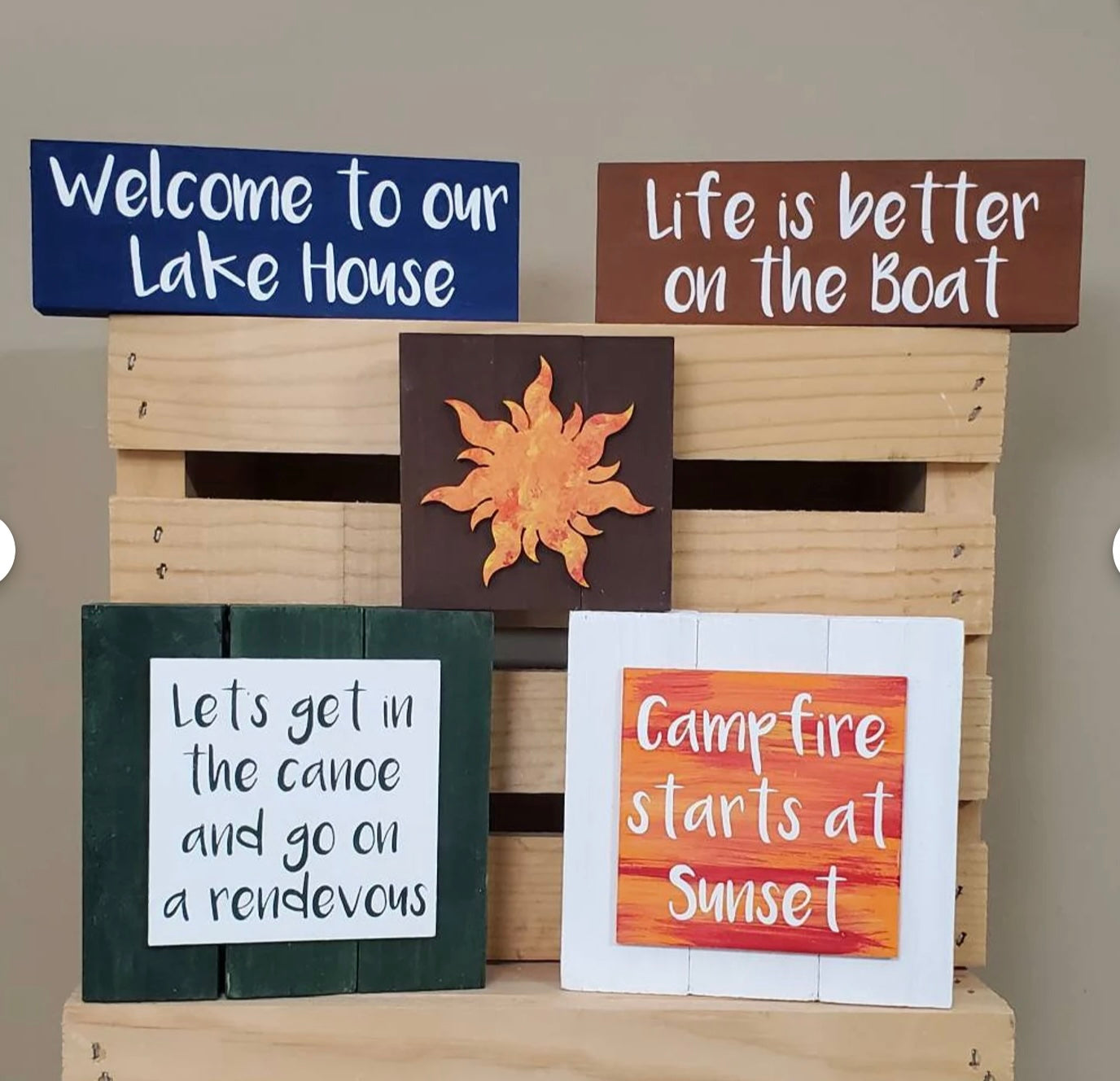 Lake Life Tiered Tray Decor – Hand-Painted Camp & Cabin Style
