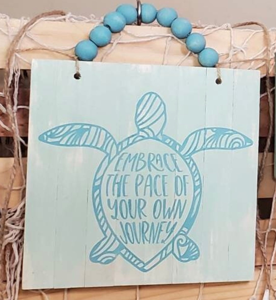 Sea Turtle Tiered Tray Decor Set – Hand-Painted Inspired by Outer Banks Sea Turtle Hospital