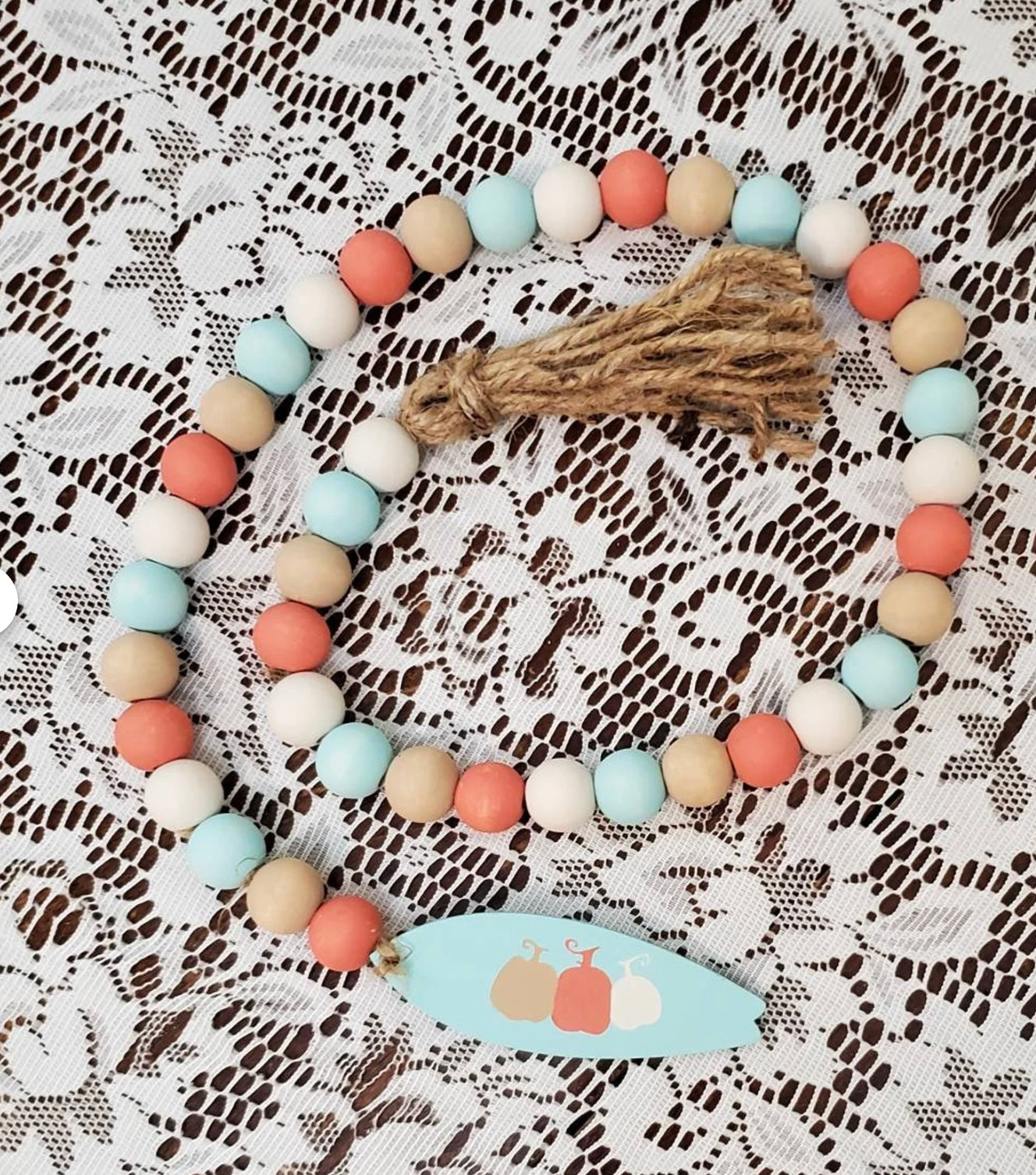 Fall Beach Tiered Tray Decor – Aqua & Coral Coastal Autumn Mini Signs | Mermaid & Pumpkin Surf Decor