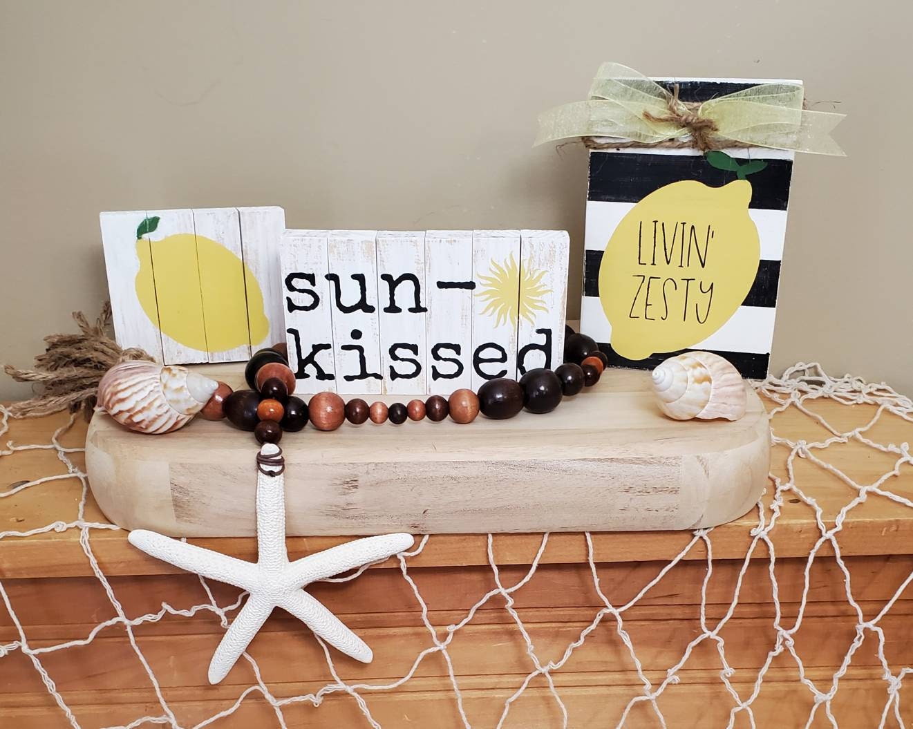 Sunkissed Wood Sign – Hand-Painted 3x6 Coastal Shelf Sitter for Summer or Beach Decor
