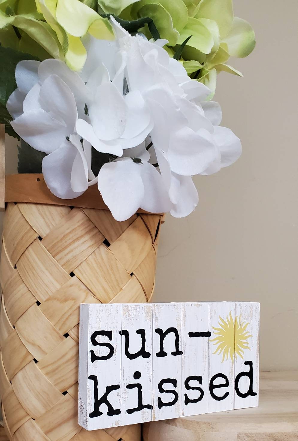 Sunkissed Wood Sign – Hand-Painted 3x6 Coastal Shelf Sitter for Summer or Beach Decor