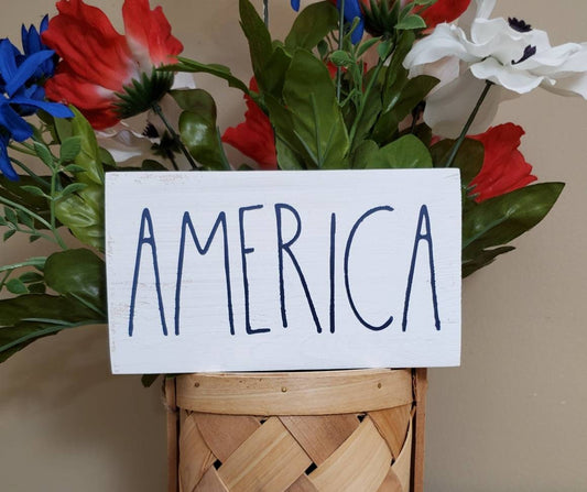 4th of July Tiered Tray Decor – Hand-Painted Americana Shelf Sitters