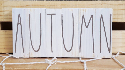 Coastal Fall Tiered Tray Decor – Hand-Painted Aqua & Cream Beach House Signs with Bead Garland