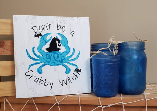 Crabby Witch – Funny Halloween Tiered Tray Decor with Coastal Charm