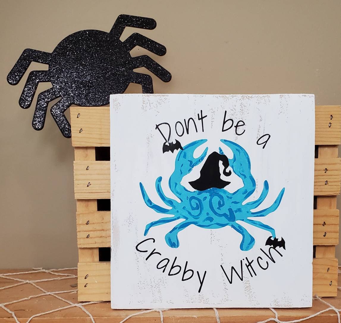 Crabby Witch – Funny Halloween Tiered Tray Decor with Coastal Charm