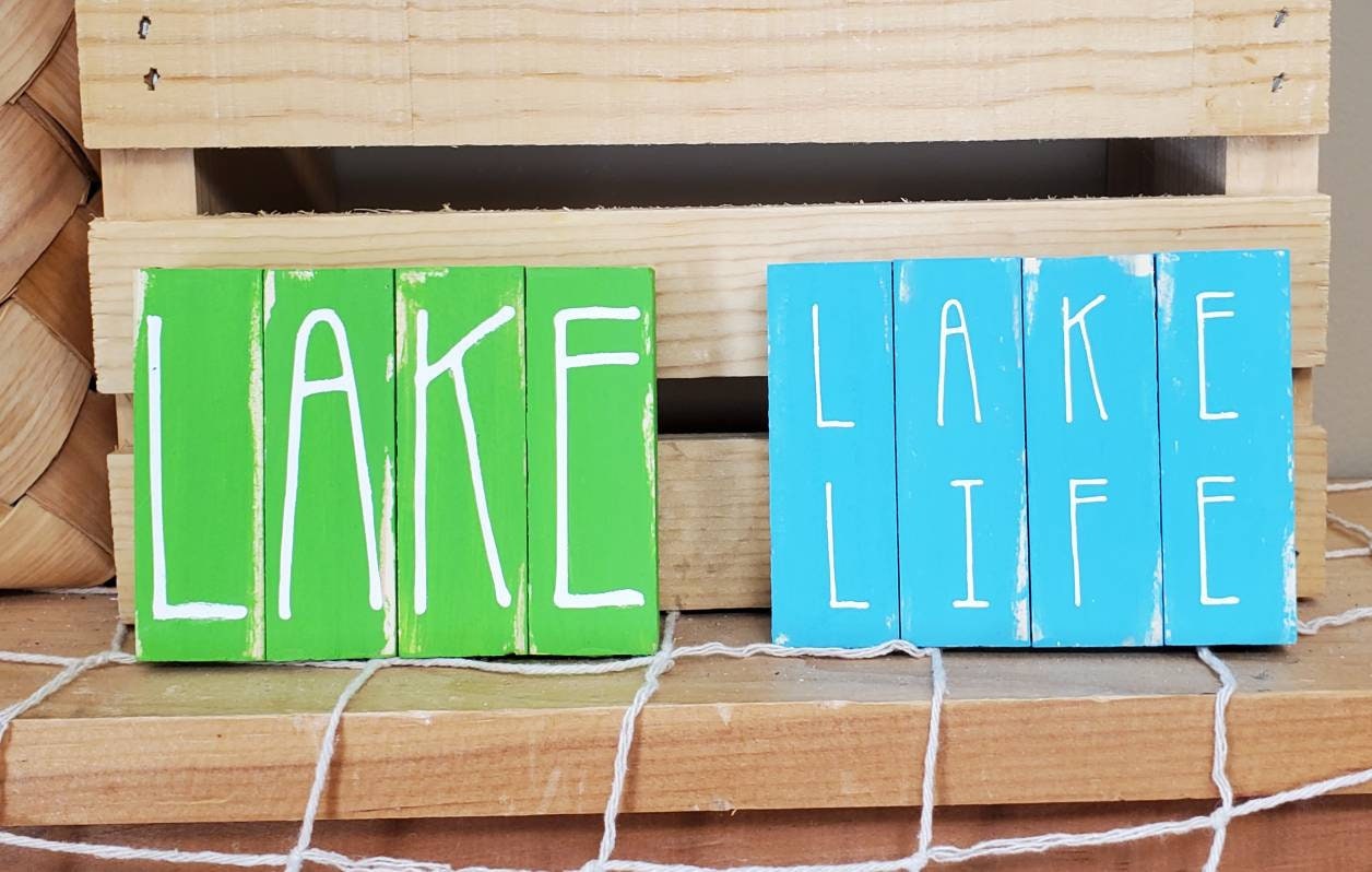 Life Is Better at the Lake Tiered Tray Decor – Hand-Painted Lake House Signs, Bead Garland & Adirondack Chair