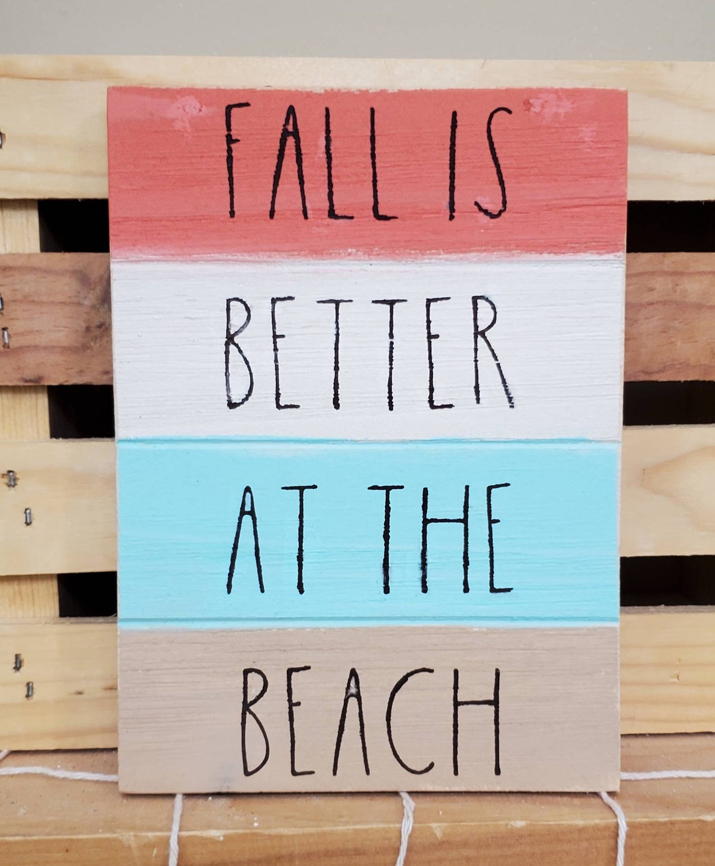 Fall Beach Tiered Tray Decor – Aqua & Coral Coastal Autumn Mini Signs | Mermaid & Pumpkin Surf Decor