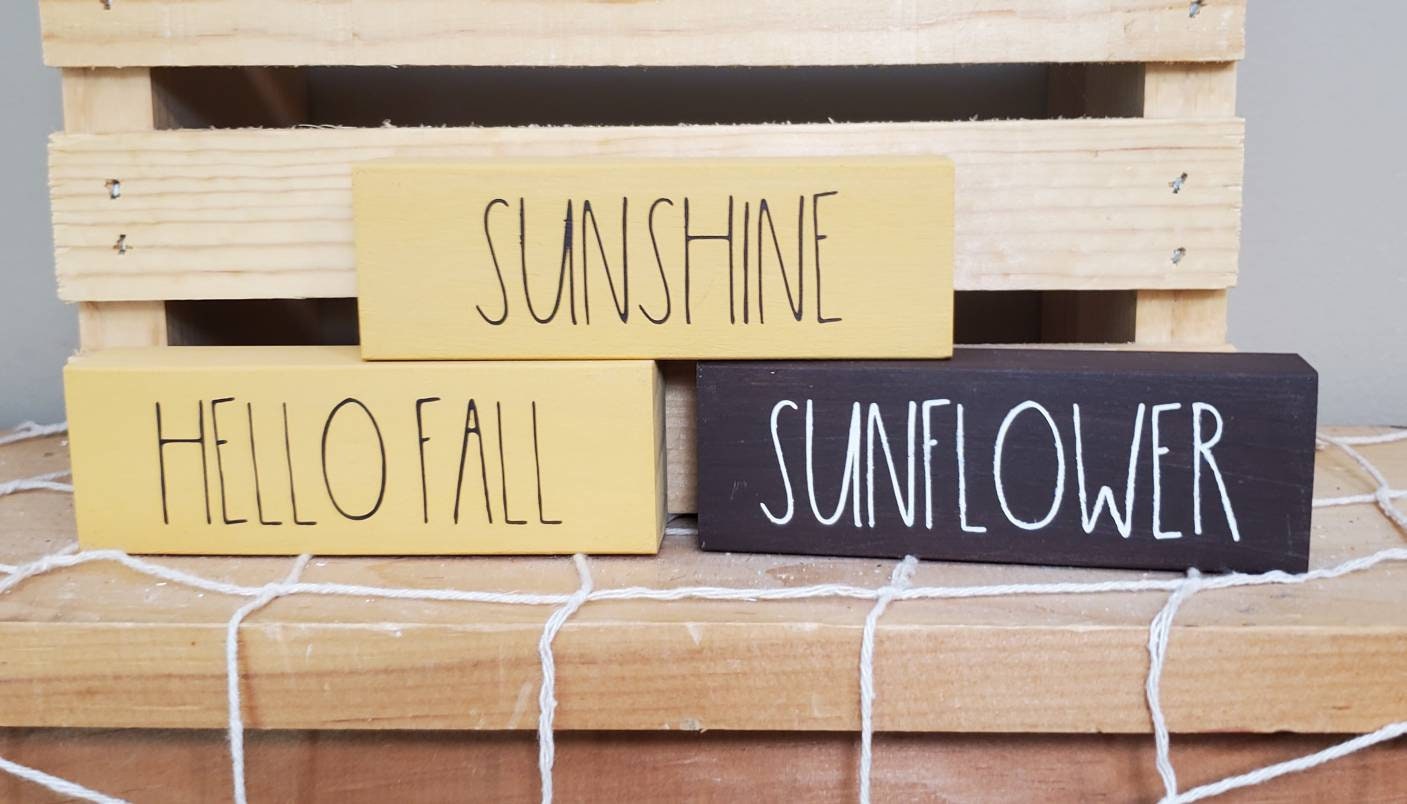 Sunflower Tiered Tray Decor – 3D Sunflower and Sun Signs, Bead Garland, and Fall Shelf Sitters