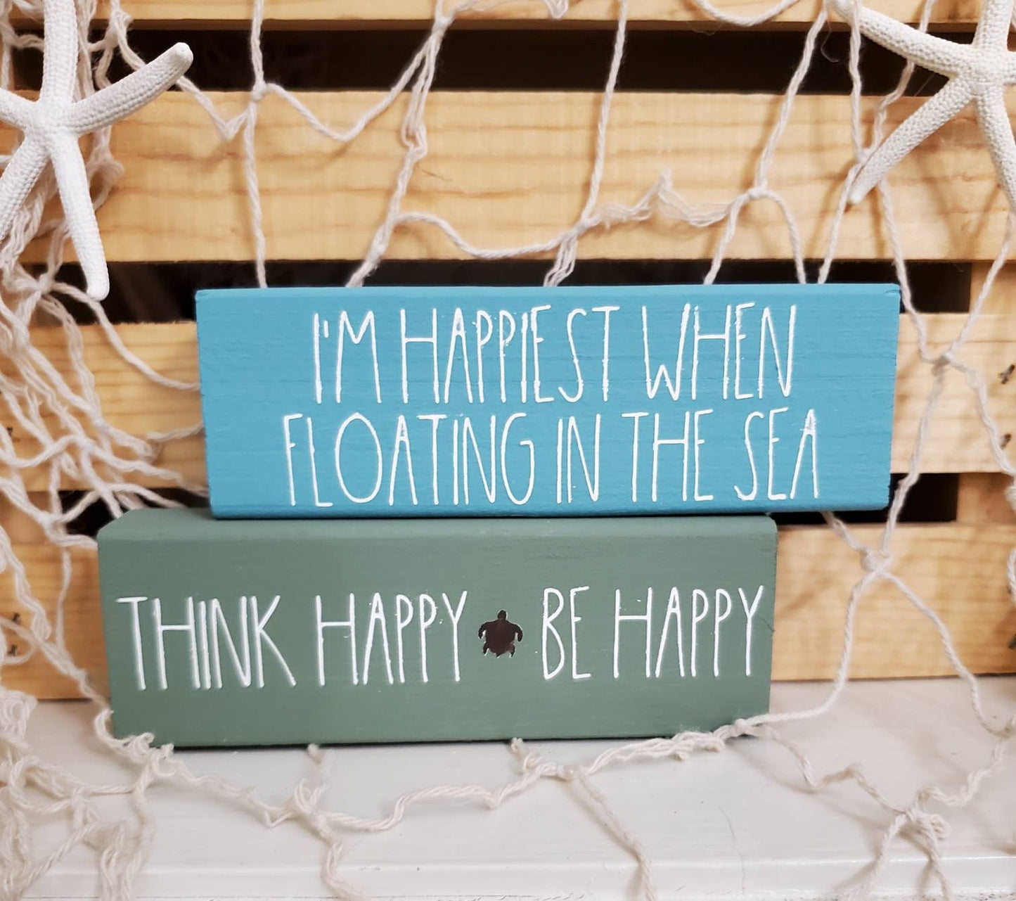 Sea Turtle Tiered Tray Decor Set – Hand-Painted Inspired by Outer Banks Sea Turtle Hospital