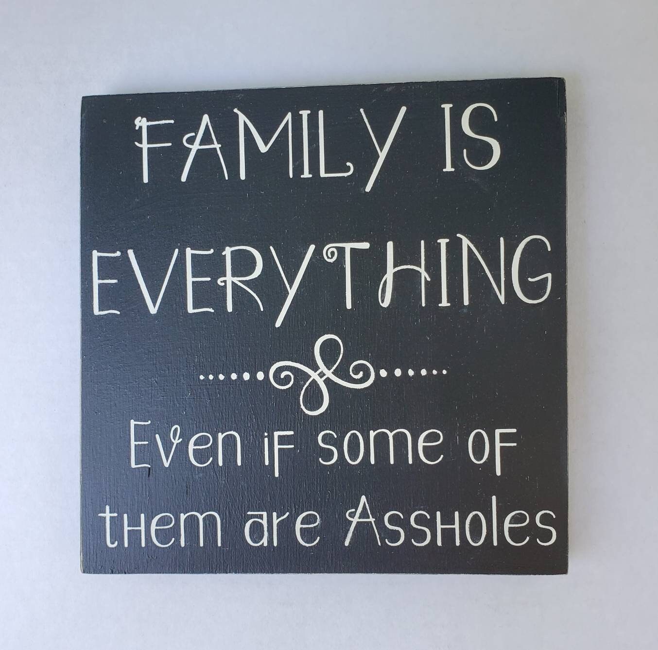 Family Is Everything Wood Sign – Hand-Painted Home Decor for Shelves, Mantles, or Gallery Walls