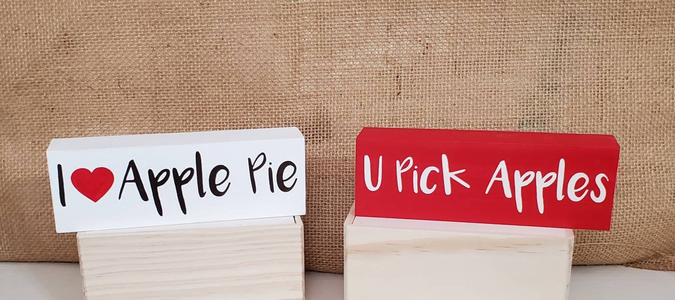 Apple Orchard Tiered Tray Decor – Red & White Fall Mini Signs, Apple Cider Donuts, Adirondack Chair, Kitchen Shelf Sitters