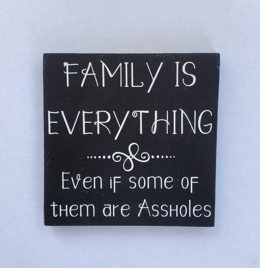 Family Is Everything Wood Sign – Hand-Painted Home Decor for Shelves, Mantles, or Gallery Walls
