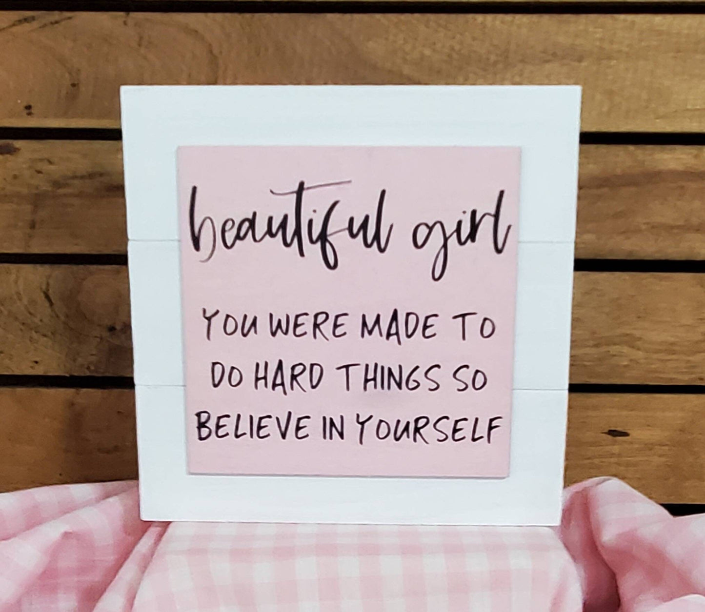 “Beautiful Girl” Motivational Wood Sign – Hand-Painted Shelf Sitter