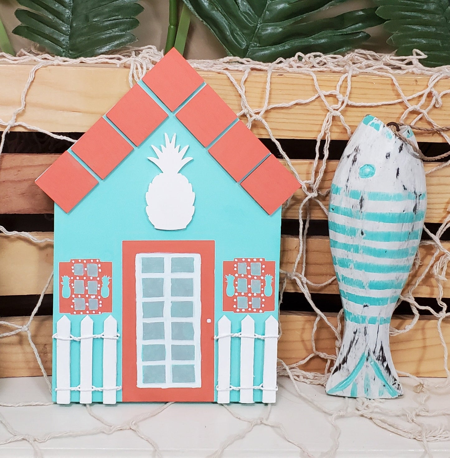 Mini Beach & Island House Decor – Hand-Painted Shelf Sitters for Tiered Trays & Coastal Vibes