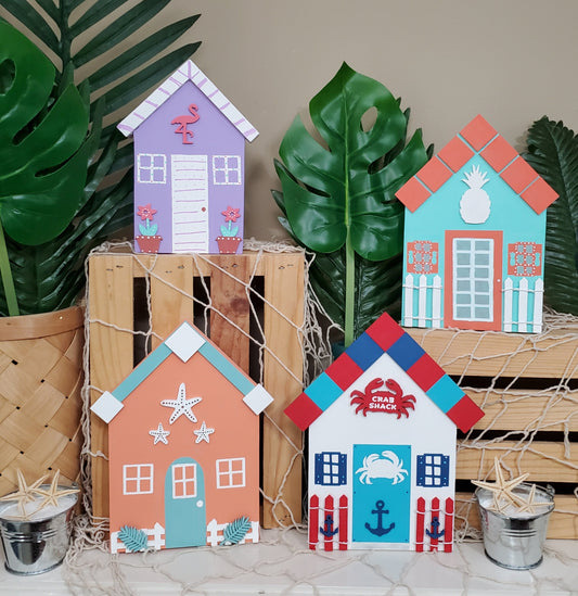 Mini Beach & Island House Decor – Hand-Painted Shelf Sitters for Tiered Trays & Coastal Vibes