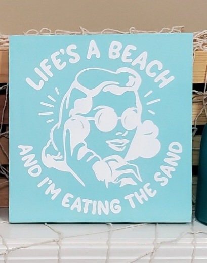Life’s a Beach Wood Sign – Funny Hand-Painted Coastal Decor for Beach Lovers