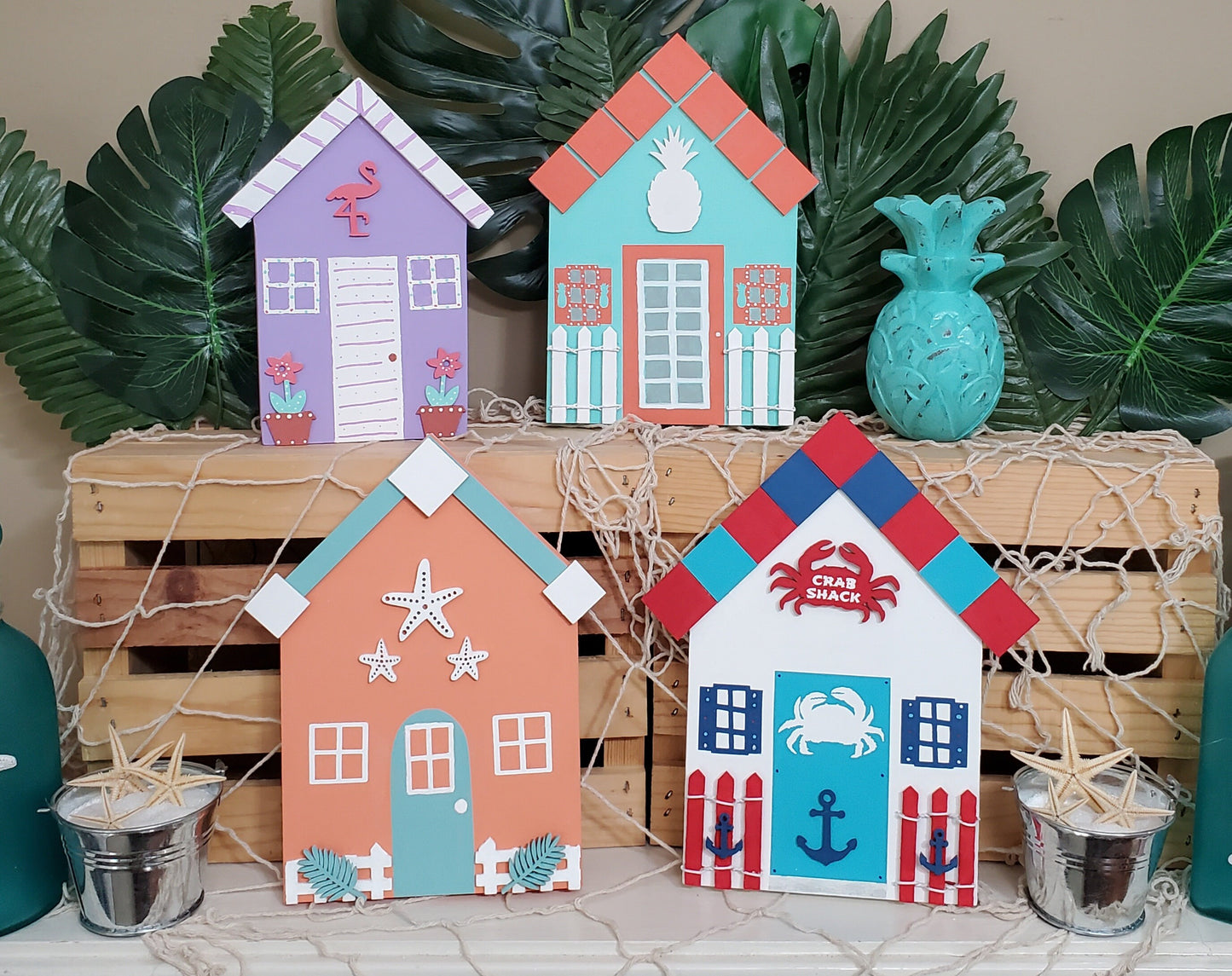 Mini Beach & Island House Decor – Hand-Painted Shelf Sitters for Tiered Trays & Coastal Vibes