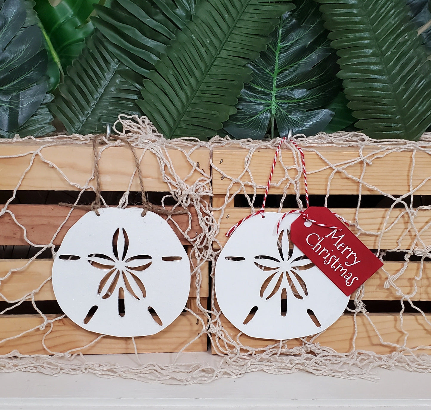 Hand Painted Sand Dollar Christmas Ornament – Coastal Beachy Holiday Decor, Nautical Tree Ornament, Wood Christmas Gift