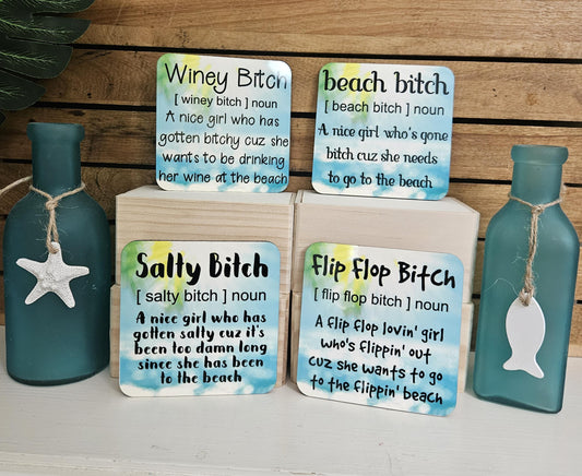 Beach Bitch Coaster Set – Funny Coastal Vibes