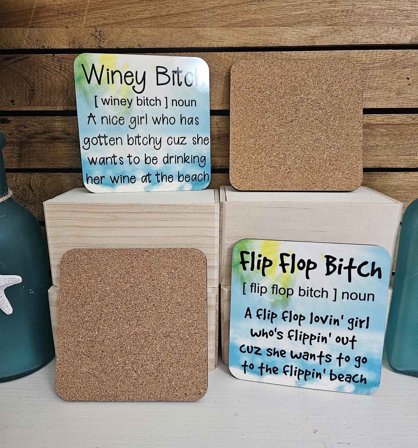 Beach Bitch Coaster Set – Funny Coastal Vibes