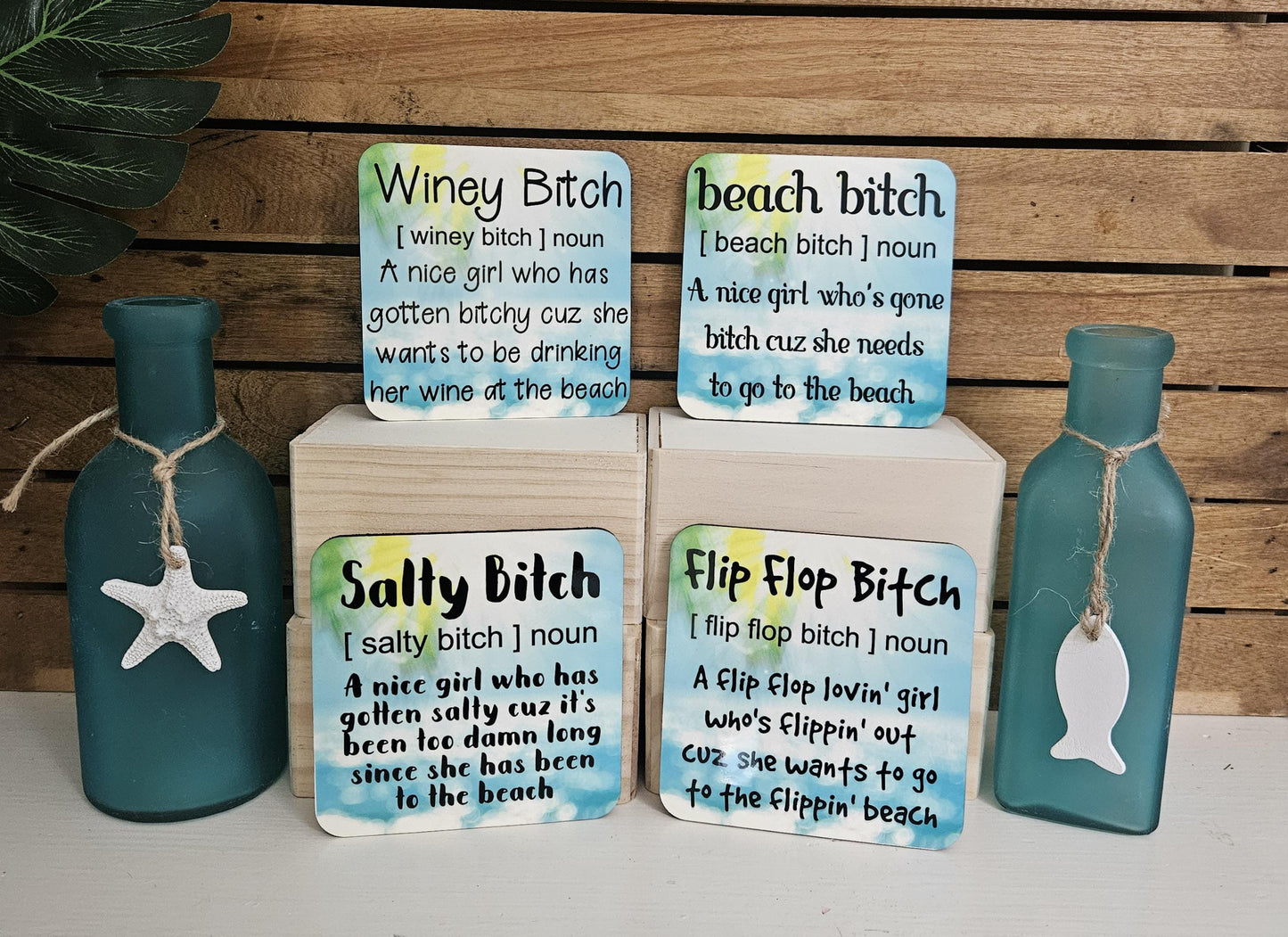 Beach Bitch Coaster Set – Funny Coastal Vibes