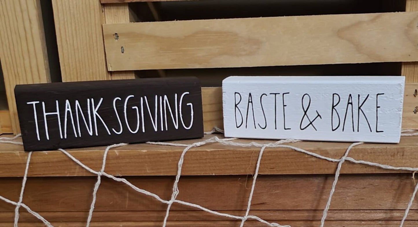 Fall Thanksgiving Tiered Tray Decor – Family, Football, Turkey, & Hunting Inspired Mini Signs | Rustic Autumn Shelf Sitters