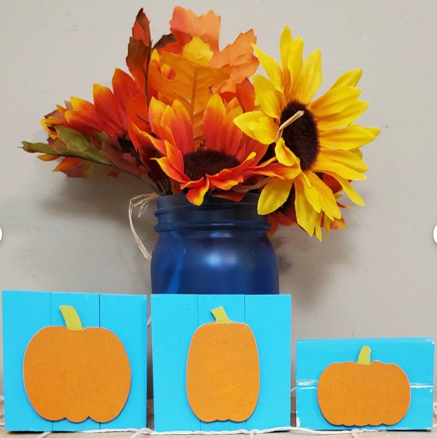 Fall Beach Tiered Tray Decor β Hello Pumpkin Coastal Autumn Mini Sign Set | Aqua, Lime & Orange Tiered Tray Pieces