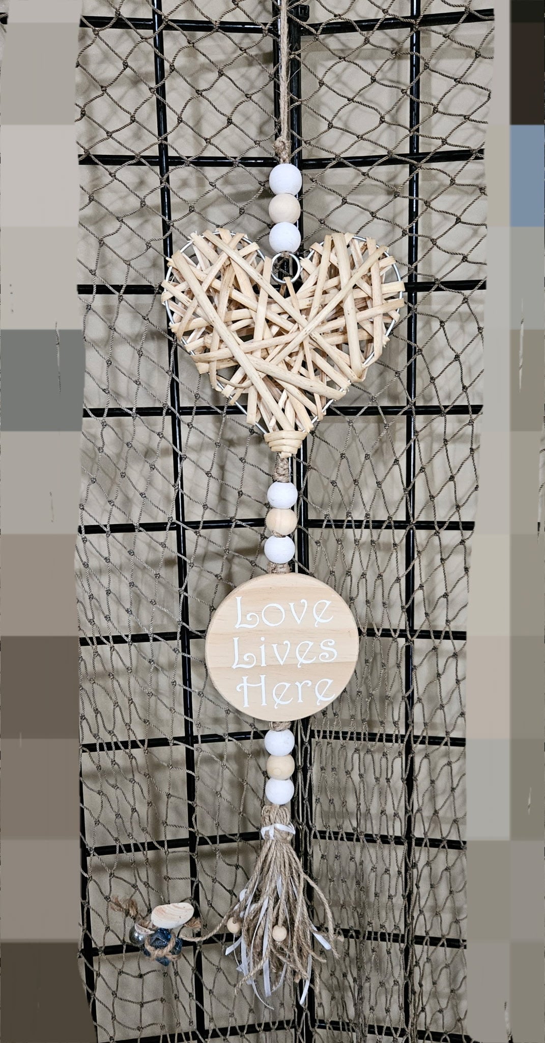 Love Lives Here | Beaded Heart Hanging Decor