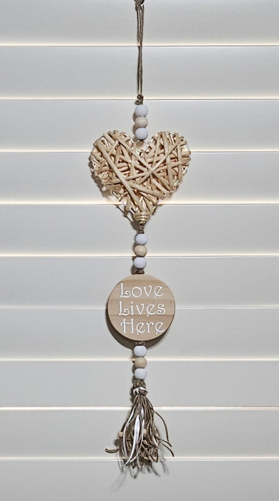 Love Lives Here | Beaded Heart Hanging Decor