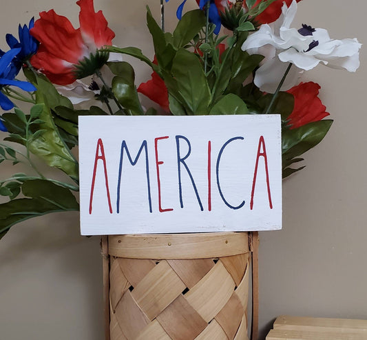 4th of July Tiered Tray Decor – Hand-Painted Americana Shelf Sitters