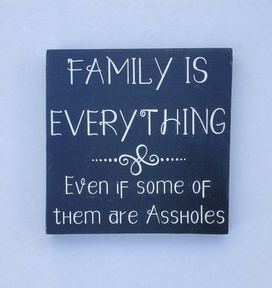 Family Is Everything Wood Sign – Hand-Painted Home Decor for Shelves, Mantles, or Gallery Walls