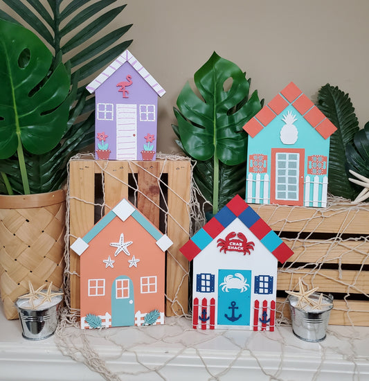 Mini Beach & Island House Decor – Hand-Painted Shelf Sitters for Tiered Trays & Coastal Vibes
