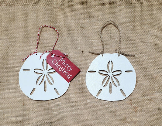 Hand Painted Sand Dollar Christmas Ornament – Coastal Beachy Holiday Decor, Nautical Tree Ornament, Wood Christmas Gift