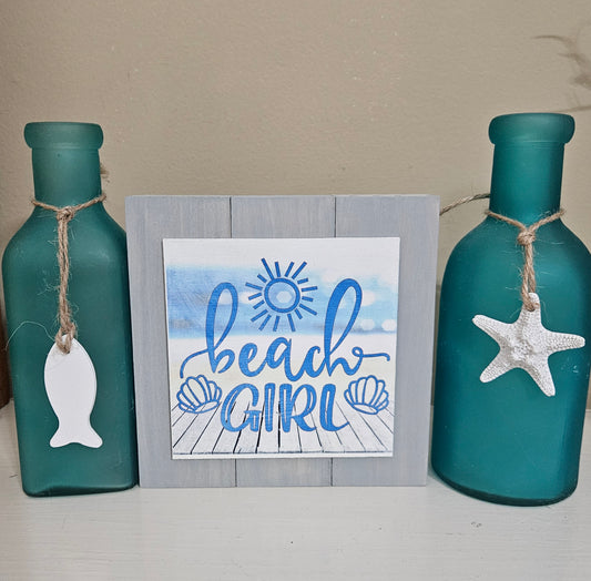 Beach Girl Wood Sign – Hand-Painted Coastal Decor