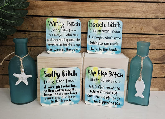 Beach Bitch Coaster Set – Funny Coastal Vibes