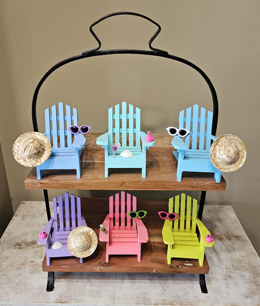 Mini Adirondack Chairs – Hand-Painted Best Seller Beach Tray Decor for Coastal & Summer Displays